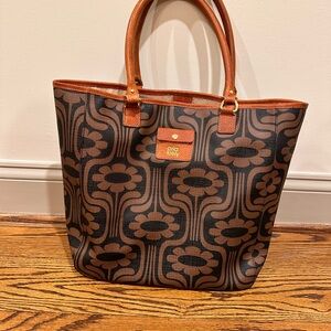 Orla Kiely Climbing Daisy Print Willow Bag in Chestnut